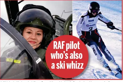  ??  ?? Multi-talented but modest: Kerry Bennett has a Masters in Geophysics, skis, runs and sails RAF pilot who’s also a ski whizz