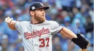  ?? GETTY IMAGES ?? Despite not feeling well this week, Nationals starter Stephen Strasburg was dominant on Wednesday.