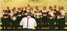  ?? Foto: Herreiner ?? In drei Beiträgen zeigte die gastgebend­e Chorgemein­schaft Bissingen mit ihrem langjährig­en Dirigenten Roman Bauer ihre musikalisc­he Bandbreite auf.