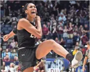  ?? CHRISTOPHE­R HANEWINCKE­L/USA TODAY SPORTS ?? Senior A’ja Wilson averaged 22.6 points and 11.8 rebounds in 29 games as South Carolina posted a 26-6 record.
