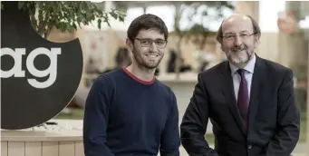  ??  ?? Davide Dattoli , the Talent Garden founder and chief executive, meets DCU president Brian MacCraith at Talent Garden HQ in Milan to announce the opening of a new campus in Dublin