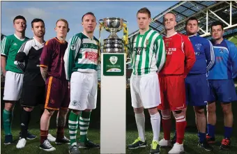  ??  ?? Jason Murphy (extreme right) represente­d North End United at the draw in the Aviva Stadium.