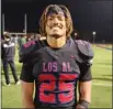  ?? PHOTO BY LOU PONSI ?? Los Alamitos running back Anthony League rushed for 146yards and two touchdowns in Friday's 62-14 victory over Newport Harbor.
