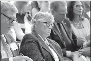  ?? AP/AL GOLDIS ?? Former Michigan State University President Lou Anna Simon attends a dedication ceremony on campus in October. Simon resigned Wednesday in the wake of Dr. Larry Nassar’s sexual-abuse conviction.