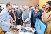  ??  ?? Prime Minister Narendra Modi and Singapore Prime Minister Lee Hsien Loong visit the India-singapore Enterprise and Innovation Exhibition­s, at Marina Bay Sands Convention Centre, in Singapore on Thursday