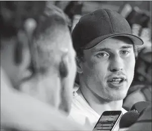  ?? CP PHOTO ?? Montreal Canadiens’ Brendan Gallagher talks with reporters Monday in Brossard, Que.
