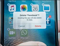  ?? JOHANNES BERG/BLOOMBERG NEWS ?? People who temporaril­y deactivate Facebook get a small but significan­t uptick in life satisfacti­on, a study shows.