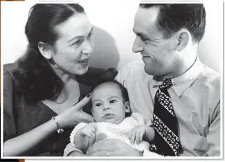  ??  ?? ‘BORN OUT OF A LIE’: Baby Oliver with his parents in New York in 1946