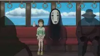  ??  ?? The 10-year-old Chihiro Ogino and the spectral presence known as “No Face” move between reality and the invisible world in Hayao Miyazaki’s Oscar-winning “Spirited Away.”