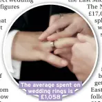  ??  ?? The average spent on wedding rings is £1,058