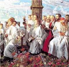  ??  ?? William Holman Hunt’s painting (1890) of May Morning singing on Magdalen tower