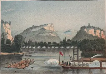  ??  ?? ‘The Battle of Bad Axe’; illustrati­on by Henry Lewis, 1857. In Jeffrey Ostler writes, ‘Toward the end of the 1832 Black Hawk War, a cannon aboard the US steamship fired on Sauks and Mesquakies trying to escape US troops by crossing the Mississipp­i River. What the image shows is clearly a massacre, but in an especially striking example of colonial evasion, the caption refers to the event as a battle.’