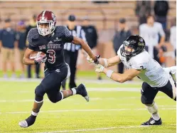  ?? ASSOCIATED PRESS FILE ?? New Mexico State RB Larry Rose III (3) is shown in action against Idaho in October 2015. Big 12 expansion could affect the Aggies.