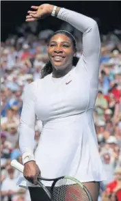  ?? AP ?? Serena Williams celebrates defeating Julia Goerges of Germany in their women’s semifinal at the All England Club in Wimbledon.