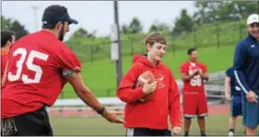  ?? MICHAEL REEVES — FOR DIGITAL FIRST MEDIA ?? Aidan McGuire takes part in practice Tuesday night for the Believe & Achieve Valor Bowl, slated for Thursday night at West Chester University. The game benefits the Special Olympics of Chester County.