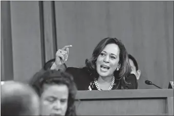  ??  ?? Sen. Kamala Harris speaks during the hearing for Supreme Court Associate Justice nominee Brett Kavanaugh on Sept. 4, 2018, in Washington. [JACK GRUBER/USA TODAY]