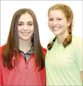  ?? MARK HUMPHREY ENTERPRISE-LEADER ?? Classmates Makenna Vanzant (left) and Joelle Tidwell were both promoted last season as freshmen to the Lady Cardinal varsity basketball squad. Each helped Farmington reach the State 5A semifinals in 2017 and both are expected to contribute as...