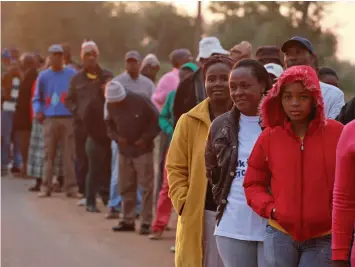  ?? ?? Ballot power: at a polling station in Marikana, South Africa, May 2014