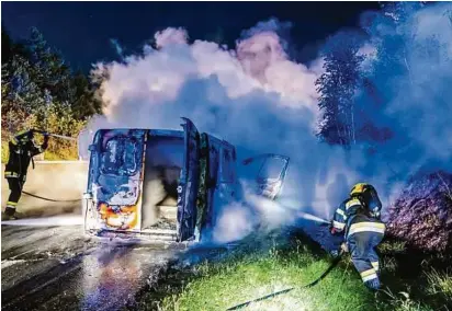  ?? EINSATZDOK­U.AT/LECHNER ?? Kleintrans­porter hatte 200 Liter Diesel „im Gepäck“. Die vier Insassen blieben unverletzt