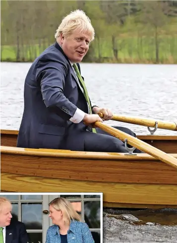  ?? ?? Pulling together...PM and Ms Andersson in boat and signing deal, inset. Right, with President Niinisto in Helsinki