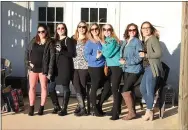  ?? JEN SAMUEL — MEDIANEWS GROUP ?? Friends from Wilmington, Del., host a birthday celebratio­n at Va La Vineyards on Feb. 22, from left, Monica Dawson, Laura Buchman, Meghan Dawson, Megan Sontowski, Lauren Sullivan, Kelsey Cycyk and Sarah Borcky.