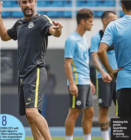  ??  ?? Making his point: Guardiola directs training
GETTY IMAGES