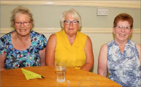  ??  ?? Julie Wallace, Ann O’Connor and Veronica Grant at the Retirement Associatio­n barbecue in the Enniscorth­y CWCW centre.