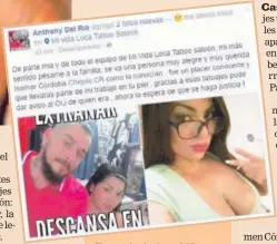  ?? TOMADA DE FACEBOOK ?? El tatuador Anthony del Río reconoció los restos de Isamar del Carmen Córdoba y así lo contó en las redes sociales.