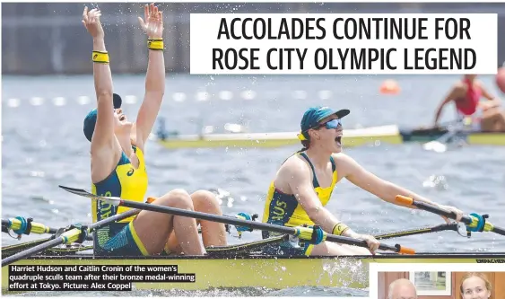  ?? Picture: Alex Coppel ?? Harriet Hudson and Caitlin Cronin of the women’s quadruple sculls team after their bronze medal-winning effort at Tokyo.