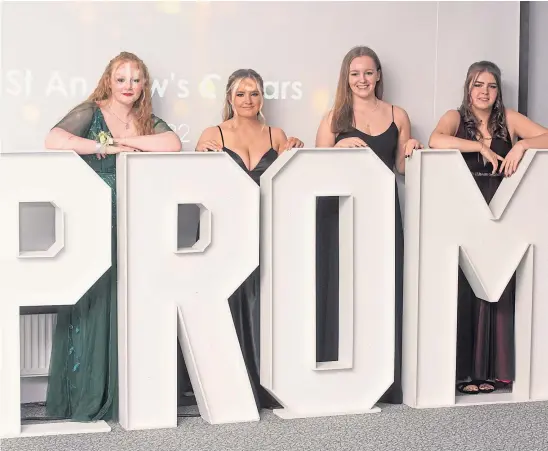  ?? ?? RITE OF PASSAGE: Hallie, Kirsty, Matilda and Claudie in their finery at St Andrew’s RC High School prom, Kirkcaldy.