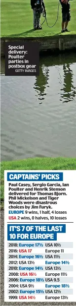  ?? GETTY IMAGES ?? Special delivery: Poulter parties in postbox gear