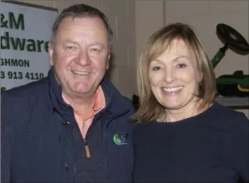  ??  ?? Special guest Mary Kennedy from RTE with Andy Culleton at the Bank of Ireland Enterprise Town event in Taghmon Camross Community Centre.