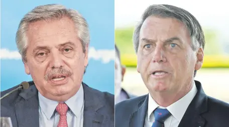  ?? ?? ¿Alberto Fernández o Jair Bolsonaro? Un sondeo regional reveló quién es el presidente latinoamer­icano con mayor desaprobac­ión. (Archivo)