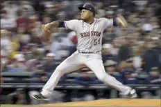  ?? AP photo ?? Astros starting pitcher Framber Valdez throws against the Red Sox during the seventh inning in Game 5 of the American League Championsh­ip Series on Wednesday in Boston.