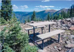  ??  ?? A picnic table provides a spot where climbers can take a break.