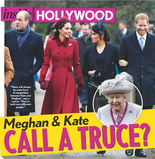  ??  ?? “There will always be some form of competitio­n between Kate and Meghan,” says a source. “They’re both very different people.”