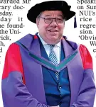  ??  ?? dOctOrate: Brian Cowen in the NUI’s LLD gown, hood and cap last week