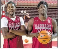  ?? NWA Democrat-Gazette/J.T. WAMPLER ?? Arkansas seniors
Daryl Macon (left) and Jaylen Barford each earned spots on the All-SEC teams selected by the league coaches and members of the media.