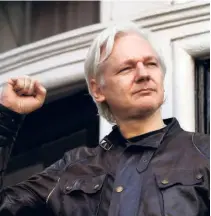  ?? ?? JULIAN ASSANGE in London on May 19, 2017, when he was in self-imposed exile at the Ecuadorian embassy.