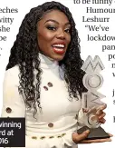  ??  ?? Lady Leshurr after winning best female act award at the Mobo Awards 2016