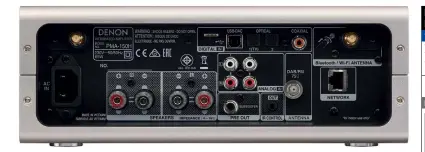  ??  ?? Die Anschlüsse des PMA-150H umfassen analoge und digitale Eingänge, Letztere auch per USB. Damit ist der Pc-anschluss möglich. Neben LAN finden sich Antennenbu­chsen für DAB/FM und Bluetooth/wifi.