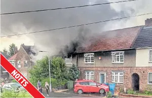  ??  ?? A house in Worksop takes the brunt of a lightning strike, causing family to flee