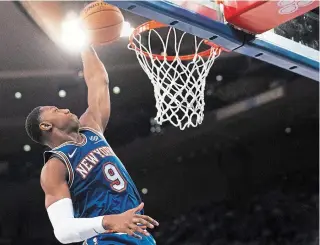  ?? ASSOCIATED PRESS FILE PHOTO ?? RJ Barrett, picked third overall in this year’s National Basketball Associatio­n draft, is averaging 15.1 points, 5.6 rebounds and 3.6 assists a game this season with the New York Knicks