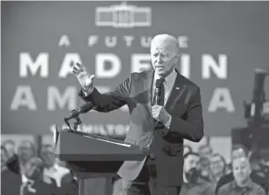  ?? ANDREW HARNIK/AP FILE ?? The disconnect between President Joe Biden’s optimism and the political reality has some Democrats worried about midterm elections.