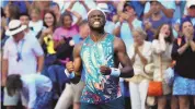  ?? MARY ALTAFFER/ASSOCIATED PRESS ?? Frances Tiafoe, of the United States, reacts after defeating Adrian Mannarino, of France, during the third round of the U.S. Open on Friday in New York.