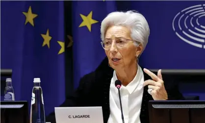  ?? Photograph: François Lenoir/Reuters ?? The European Central Bank president, Christine Lagarde, in Brussels.