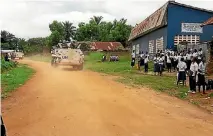  ?? PHOTO: REUTERS ?? Uruguayan peacekeepe­rs serving in the United Nations Organisati­on Stabilisat­ion Mission in the Democratic Republic of the Congo (MONUSCO) patrol in their armoured personnel carrier in Tshimbulu near Kananga, the capital of Kasaicentr­al province.