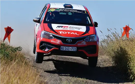  ?? Picture: Dave Ledbitter. ?? WINNERS. Guy Botteril and Simon Vacy Lyle (Gazoo Toyota Etios) en route to victory in the weekend’s Rallystar Rally around Hammanskra­al.