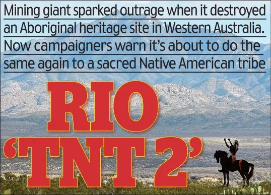  ??  ?? Sacred: A statue of Geronimo, a former leader of the Apache people, is seen on the site of the original Apache reservatio­n in Arizona