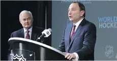  ?? THE ASSOCIATED PRESS/FILES ?? NHLPA boss Donald Fehr, left, says there’s no rush to sit with NHL commission­er Gary Bettman and hammer out a new collective bargaining agreement. The current deal expires in 2020.